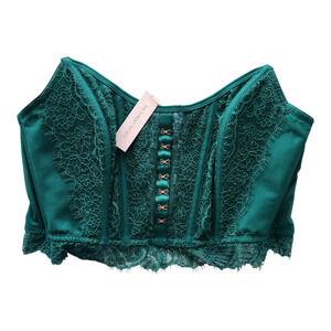 Victoria's Secret Lace Strapless Corset Top L Green Feminine Romantic Festival